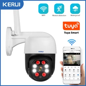 KERUI Tuya 1080P 3MP PTZ WiFi IP Беспроводная камера видеонаблюдения Наружная домашняя безопасность фотоаппарат 4X Цифровой зум 2MP Скоростная купольная камера CCTV Видеонаблюдение