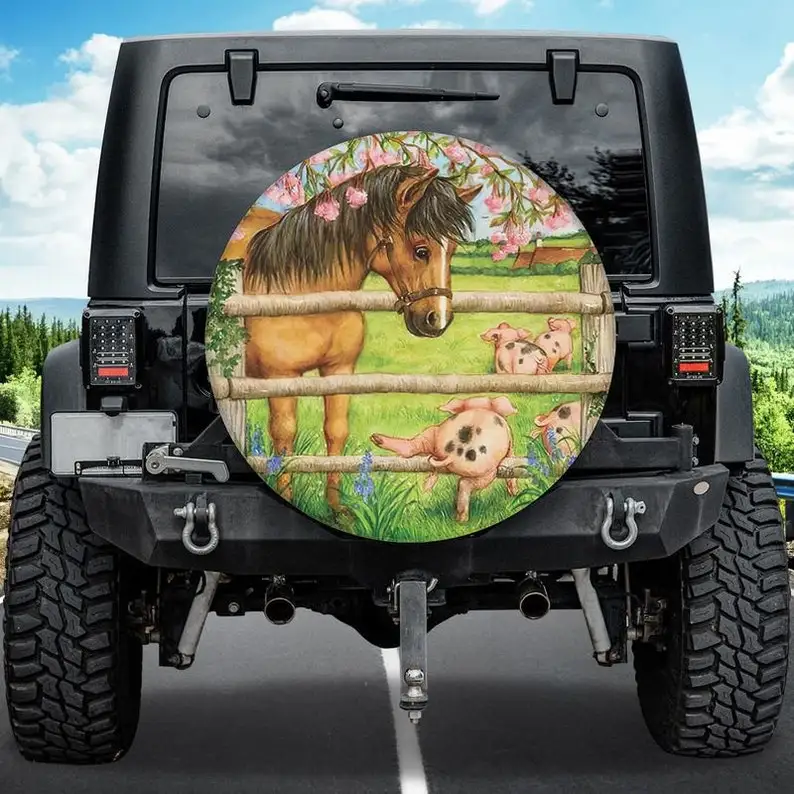 

Horse Pig Art Cover, Horse Pig Farm Artwork Wrap, Happy Farm Cover, Watercolor Art Decor Fbsp270921