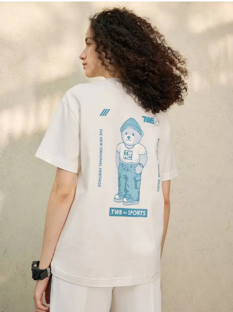 

Bear Print Loose Casual Women Tees Short Sleeves Cotton Vintage T-Shirt Tops Clothes