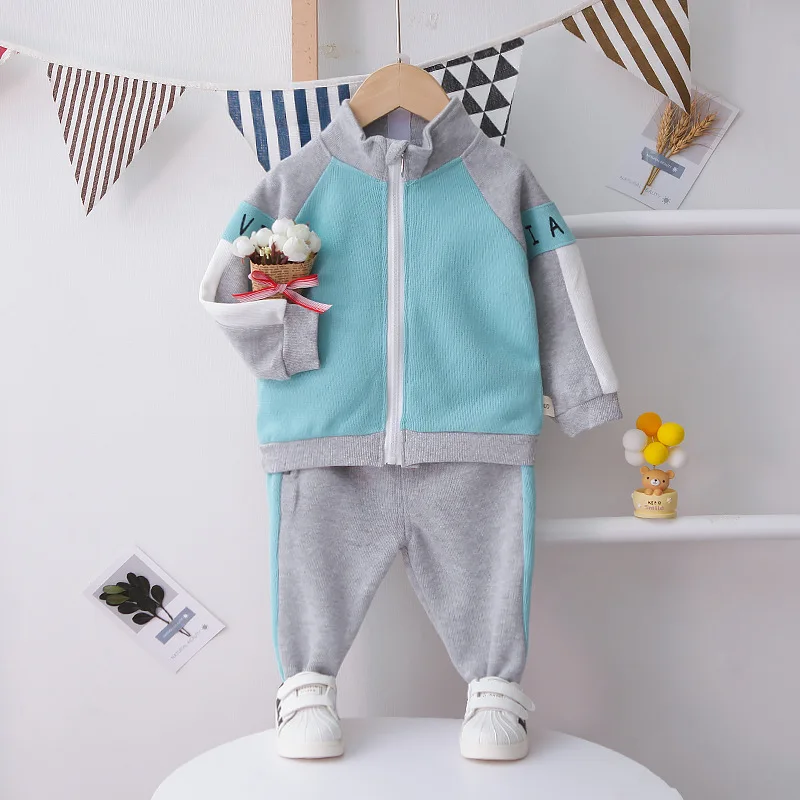 

Baby Boy Clothes Spring Autumn Letter Printed Patchwork Cardigan Jacket + Pants 2PCS Girls Infant Outfits Kids Bebes Tracksuits