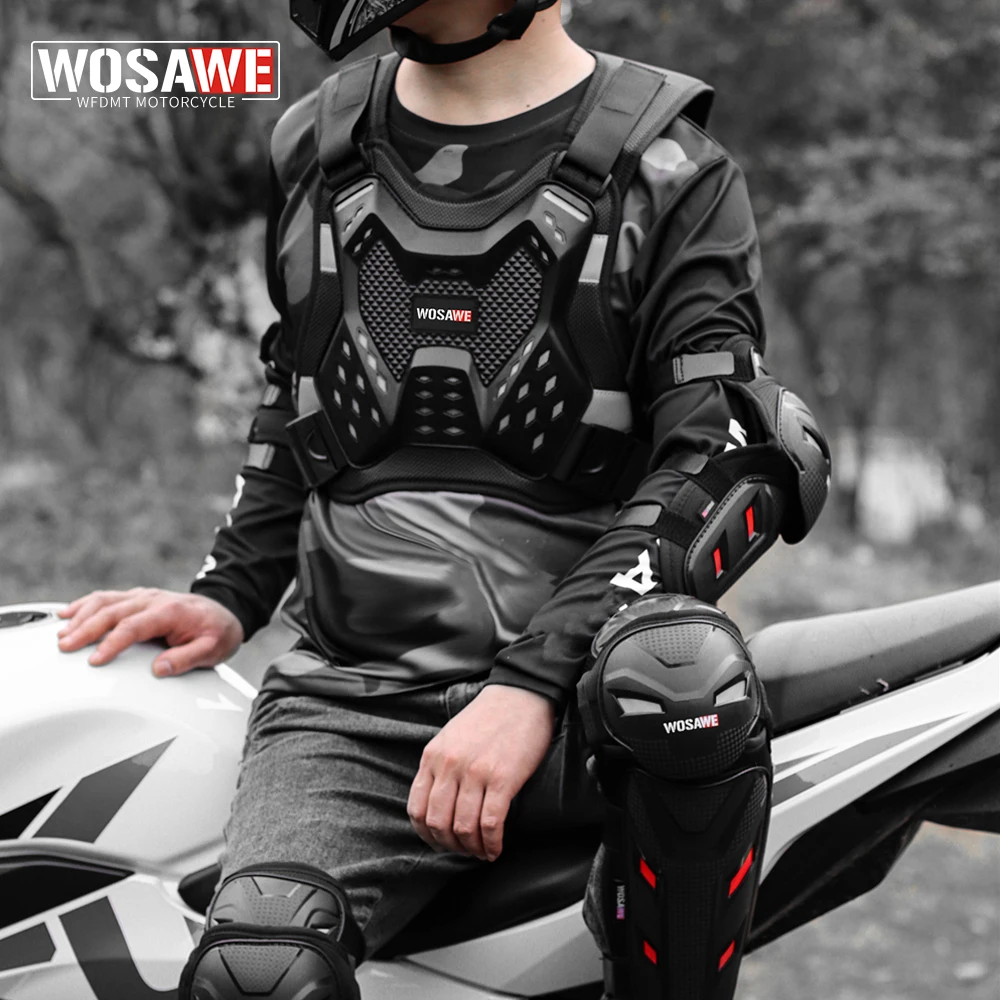 WOSAWE Motorcycle Armor Vest Moto Racing Gear Elastic Armor Vest Motocross Jackets Riding Off Road Bike Body Protection Adult