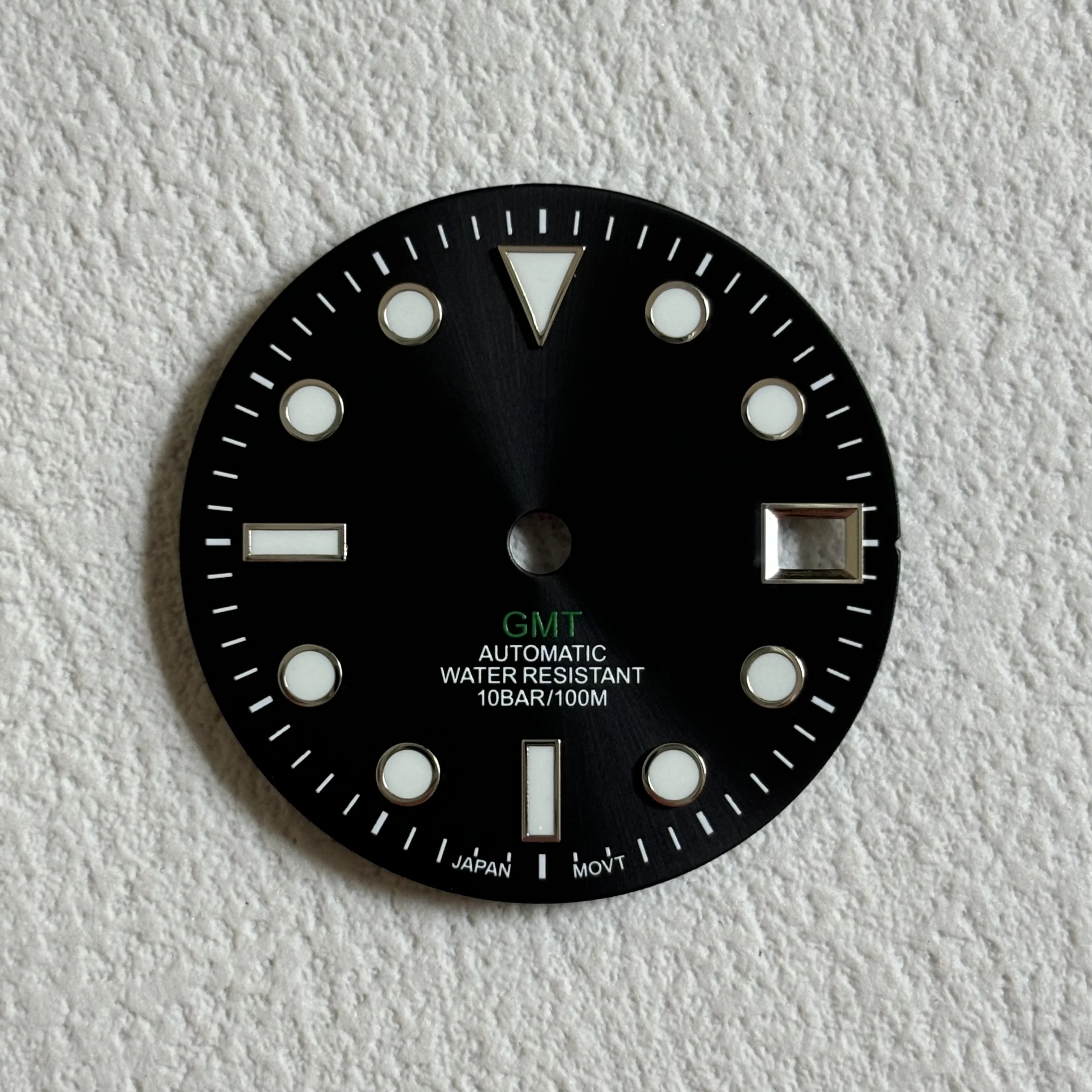 28 5 мм NH34 синий светящийся GMT одиночный черный циферблат с автоматическим