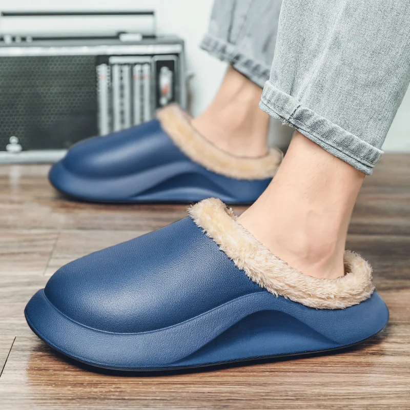 

Winter Men's Slippers Quick Dry Casual Garden Shoes Warm Plush Bedroom Non-slip Home Flip Flops Men's Indoor Slippers
