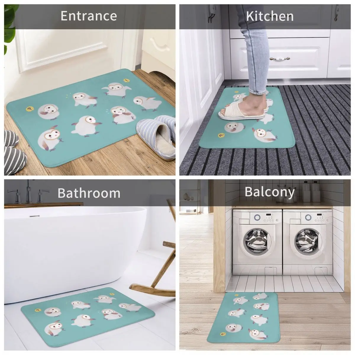 

Bath Mat Baby Barn Owls Decor 3D Rug Carpet Doormat Non-slip Entrance Living Room Home Kitchen Antiwear Bedroom Balcony