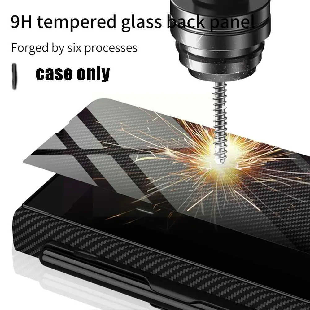 

Pen Slot Flip Leather Case For Samsung Galaxy Z Fold 3 5G Case Glass and Leather Cover For Galaxy Z Fold3 (No S Pen) D6K8