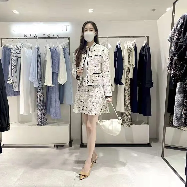 Распродажа Оригинал! Красивое элегантное твидовое короткое пальто и юбка Kafuu из