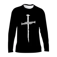 new fashion summer mens t shirt with 3d cross printing casual long sleeved shirt round neck oversized t shirt 6xl top