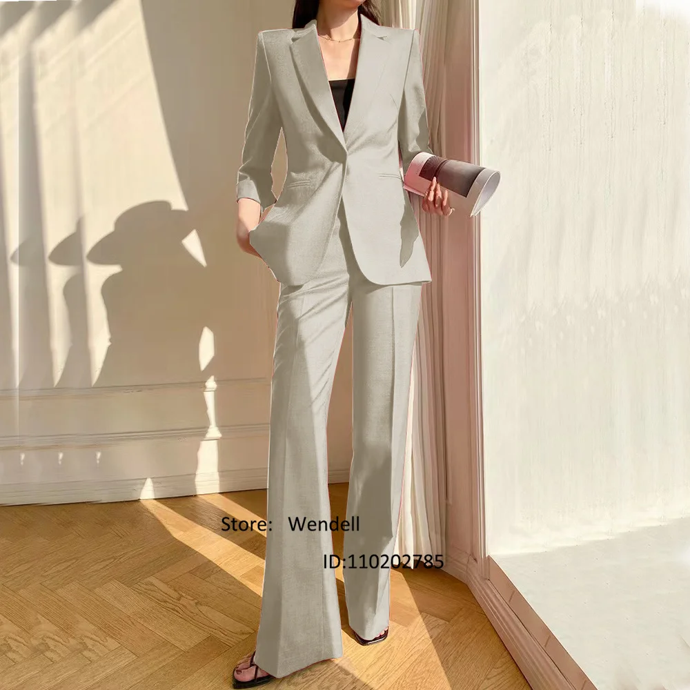 Women's Suit 2 Piece Sets Slim Fit 1 Button Buckle Collar Custom Wedding Party Dress Jacket + Pants Traf Set Dresses for Prom