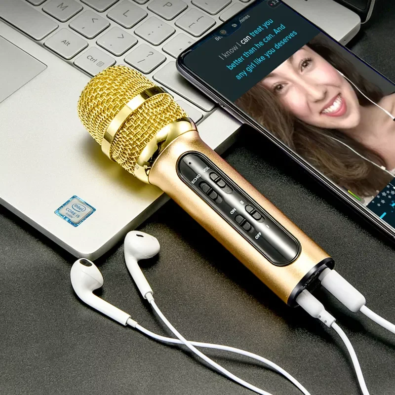 

Portable Professional Karaoke Condenser Microphone Sing Recording Live Microfone For Mobile Phone Computer With ECHO Sound Card