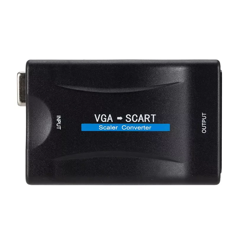 

NEW2023 New!!! 1080P VGA to SCART Video Audio Converter Adapter Digital Video Audio TV Signal Conversor With Remote Control Powe