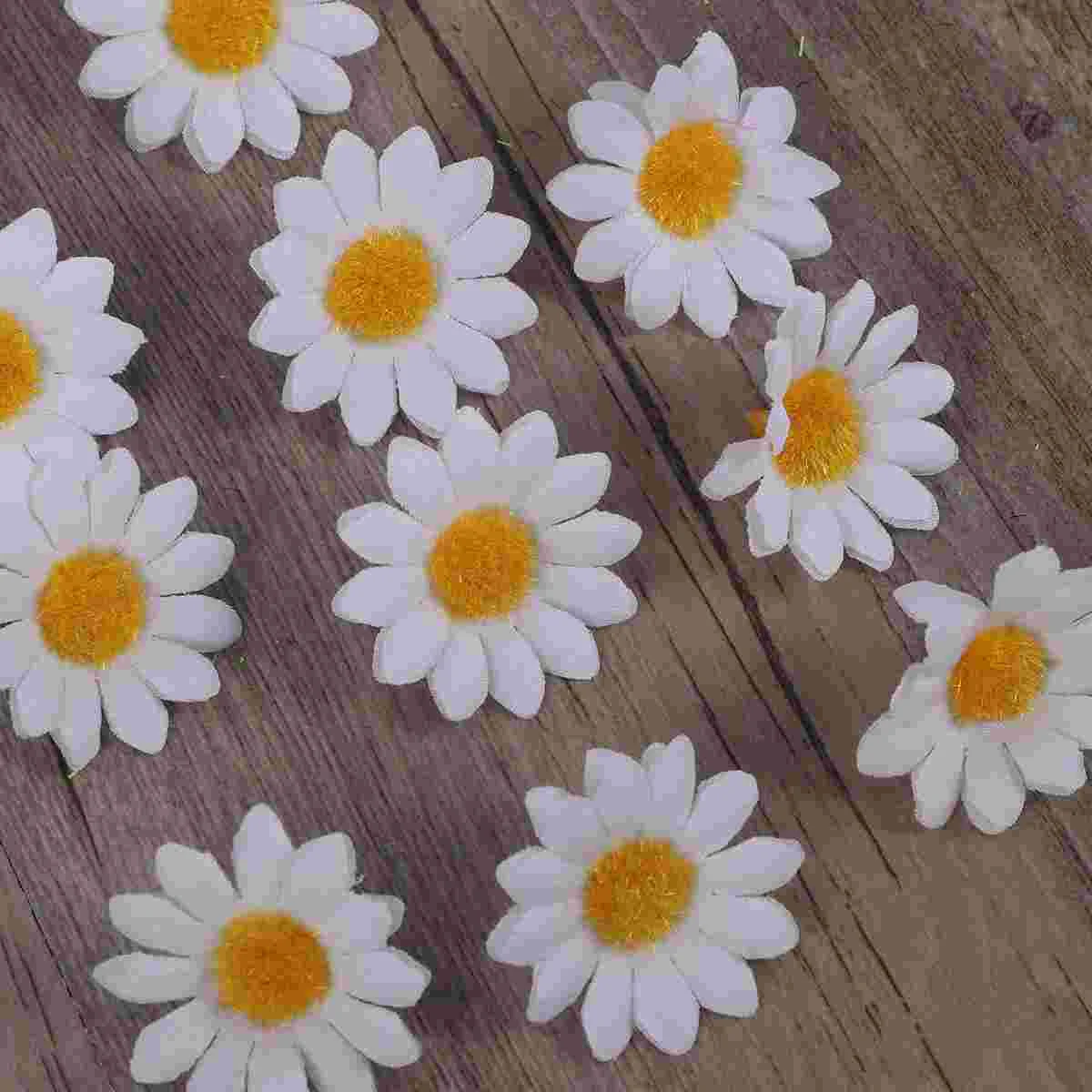 

100 Pcs Garland Table Fake Flowers Cake Decorating Bridal Holding Flower Artificial Wreath Gerbera Daisy Heads Decorations