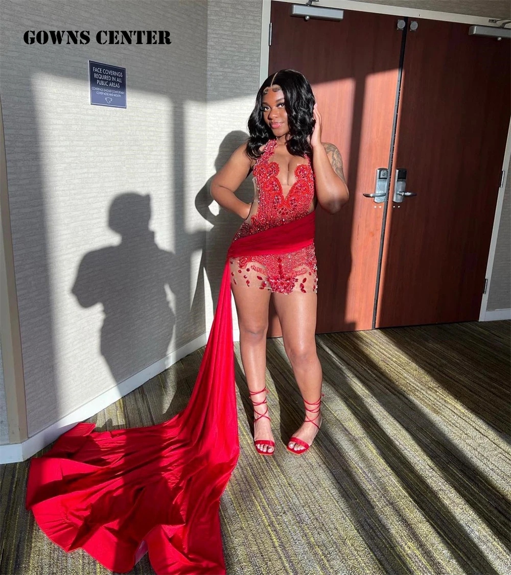 Robe Luxurious Black Girl’s Backless Prom Dress: Red Velvet Mermaid Gown with Long Train, Crystal Beading, and Mini Cocktail Design Robe Luxurious Black Girl’s Backless Prom Dress: Red Velvet Mermaid Gown with Long Train, Crystal Beading, and Mini Cocktail Design