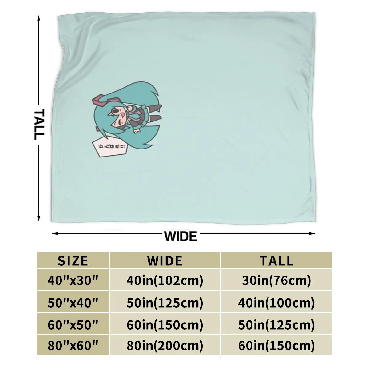 Мiku Ganbare Ganbatte Chibi плед из микрофлиса