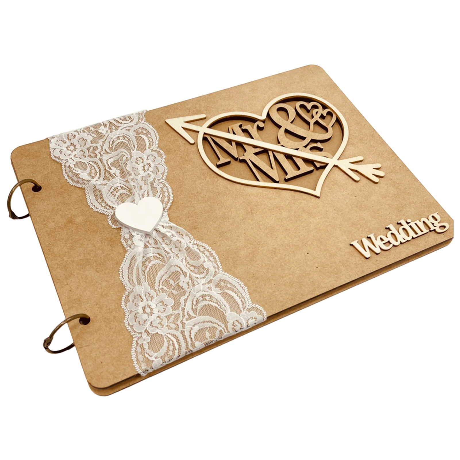 

Wedding Guest Book Alternative Wooden Wedding Registry Items With Signs Rustic Wedding Guestbook Sign-In Book With 100 Hearts