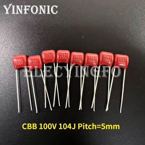 50 шт/200 шт CBB конденсатор 100 В 104 Дж 100 нФ 0, 1 мкФ P5 металлизированный полипропиленовый пленочный конденсатор