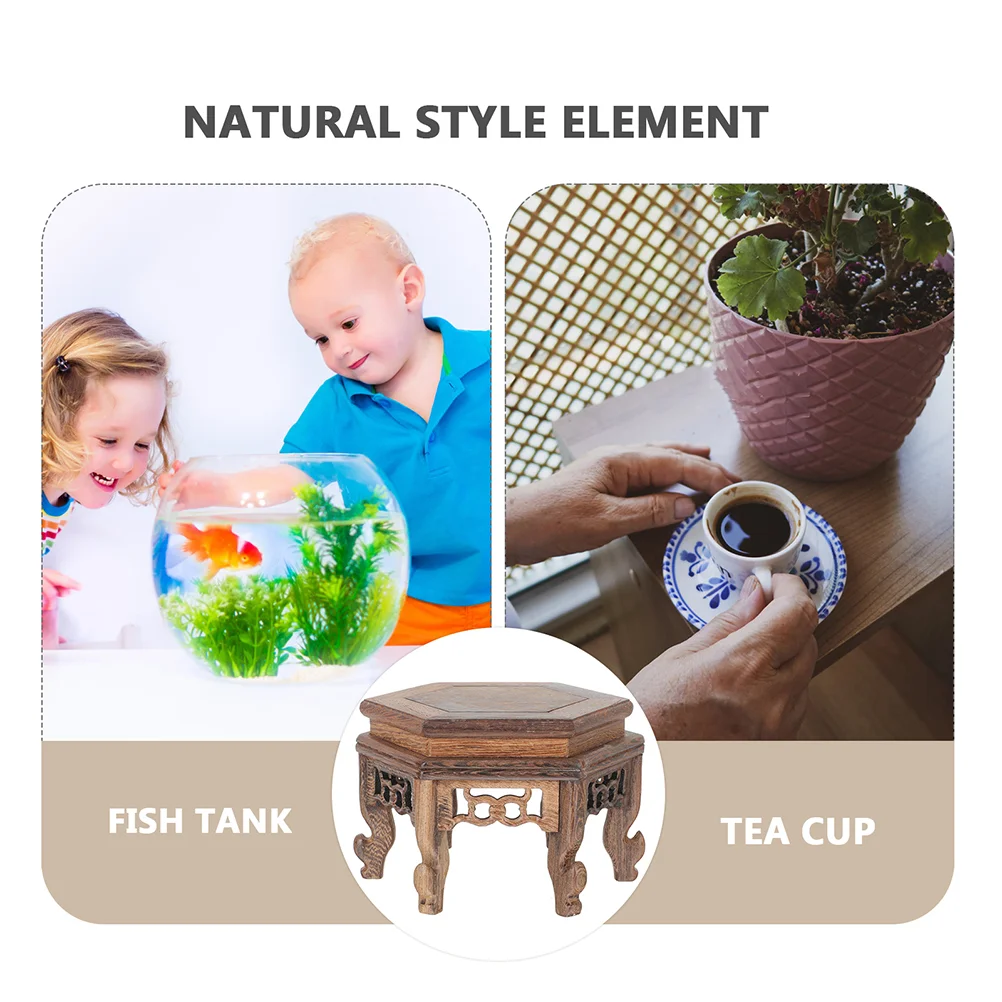 Шестиугольная витрина основание вазы полка каменный держатель для бонсай