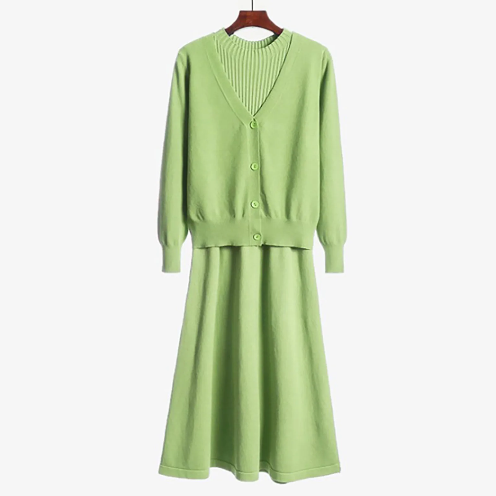 Женский вязаный свитер из ткани Мот теплый и уютный на осень зиму комплект двух