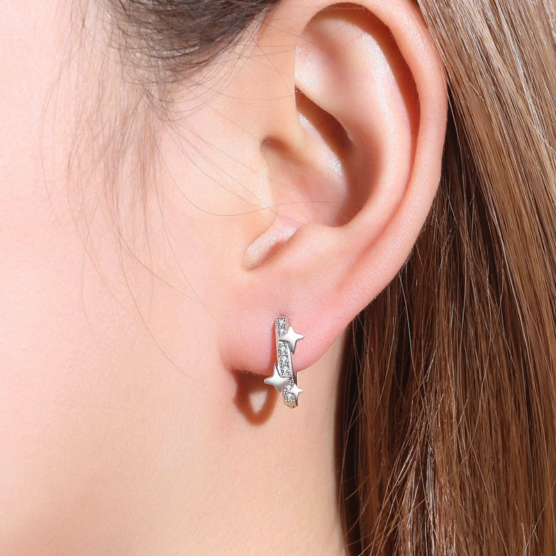 Новые серьги-кольца в стиле панк-рок для девочек и мужчин с блестящими звездами