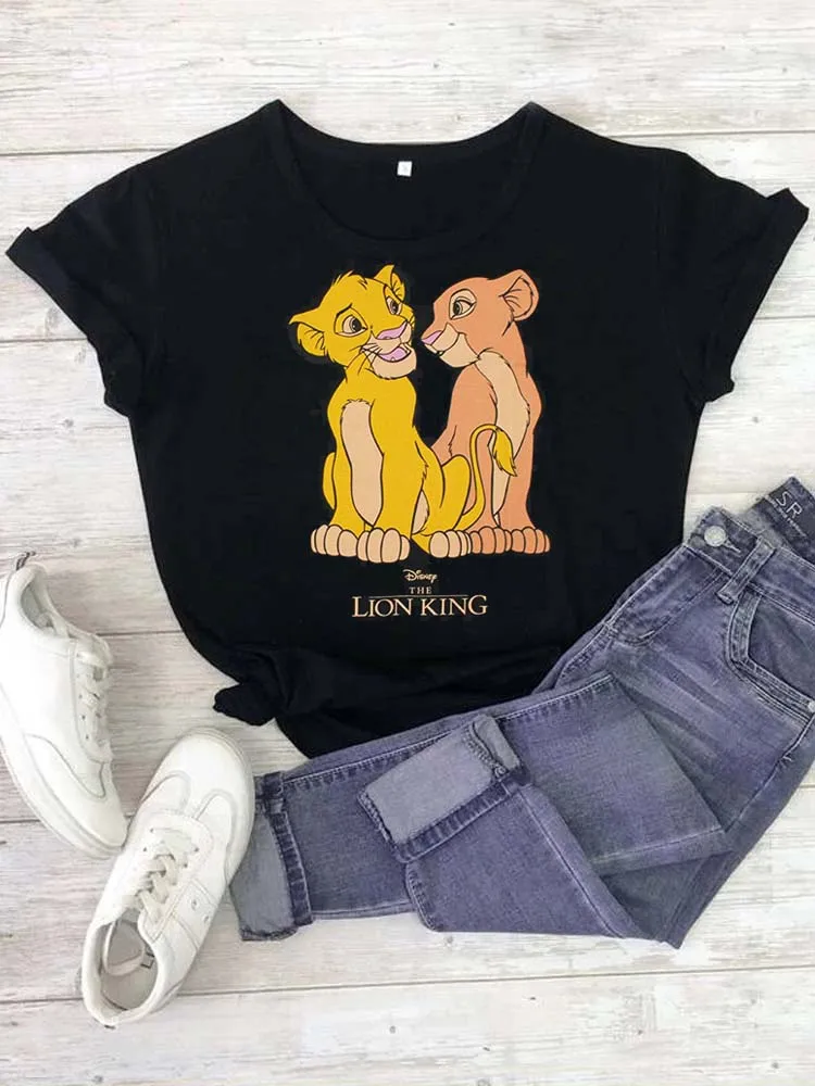 

Disney Kawaii Hakuna Matata T Shirt Women Cartoon The Lion King Graphic Tees Harajuku New Funny Simba Hip Hop Female T-shirt