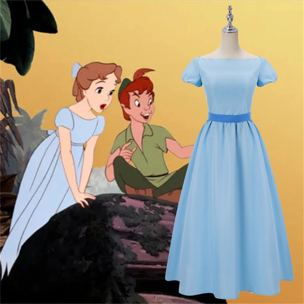 

Movie Peter Pan Wendy Darling Cosplay Costume Blue Party Princess Dress Halloween Carnival Suit For Women Girls