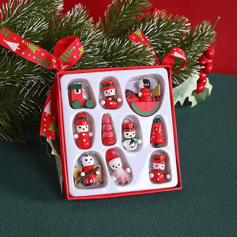 

10pcs Christmas Decoration Pendant Wall Decoration Box Birthday Gift Santa Snowman Angel Christmas Children Mini Gift Home Decor