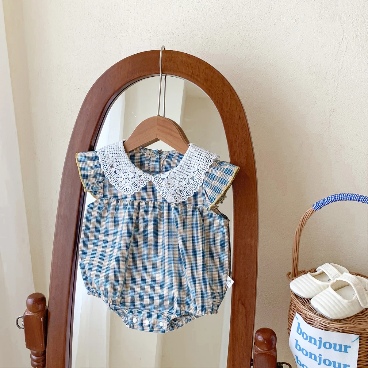 Летний Комбинезон Для Маленьких Девочек Синий Клетчатый Наряд С Короткими