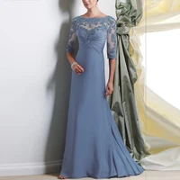chiffon mother of the bride dresses 2022 beading illusion evening party dress lace applique floor length evening party gowns