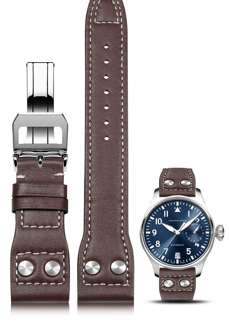 Ремешок для часов из натуральной кожи для IWC Big Pilot Mark 18, португальский ремень 21 мм 22 мм, браслет для часов Schaffhausen, ремешок для ногтей из ивы (art.: 3920cd105702d) - 3920cd105702d