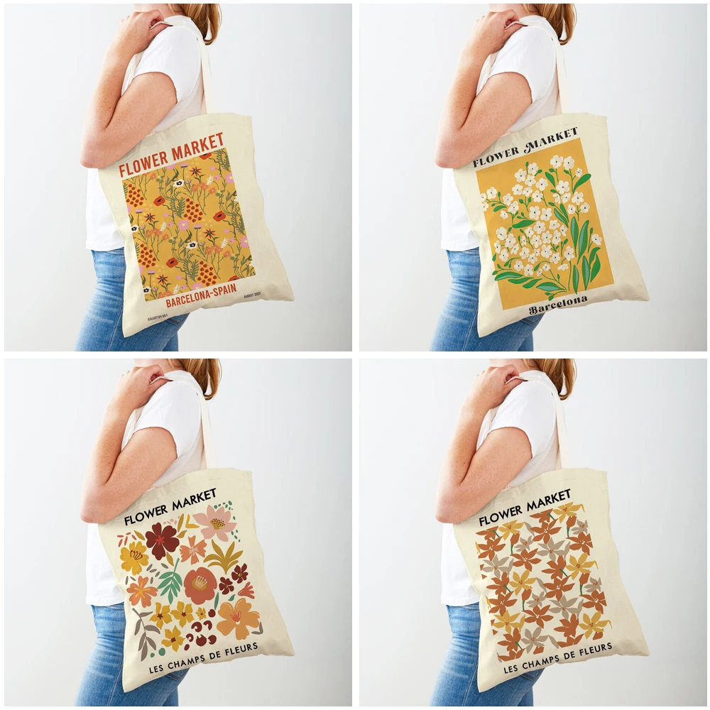 Винтажные стильные сумки для покупок Детская сумка-тоут с абстрактными цветами