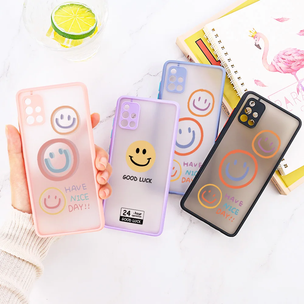 

Case for Samsung A52S 5G Funda Luxury Coque Samsung A51 A12 A32 4G A52 A71 A21S S20 FE S21 Ultra A13 A22 A50S A72 Smiley Shell