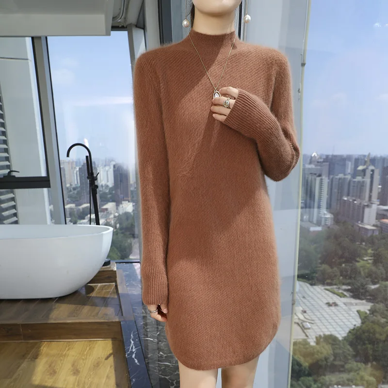 100% норковая кашемировая юбка осень-зима новая женская одежда вязаный пуловер с