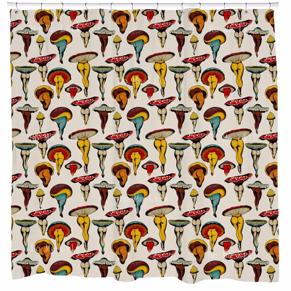 

Funny Burlesque Shower Curtain, Sexy Mushroom Pattern