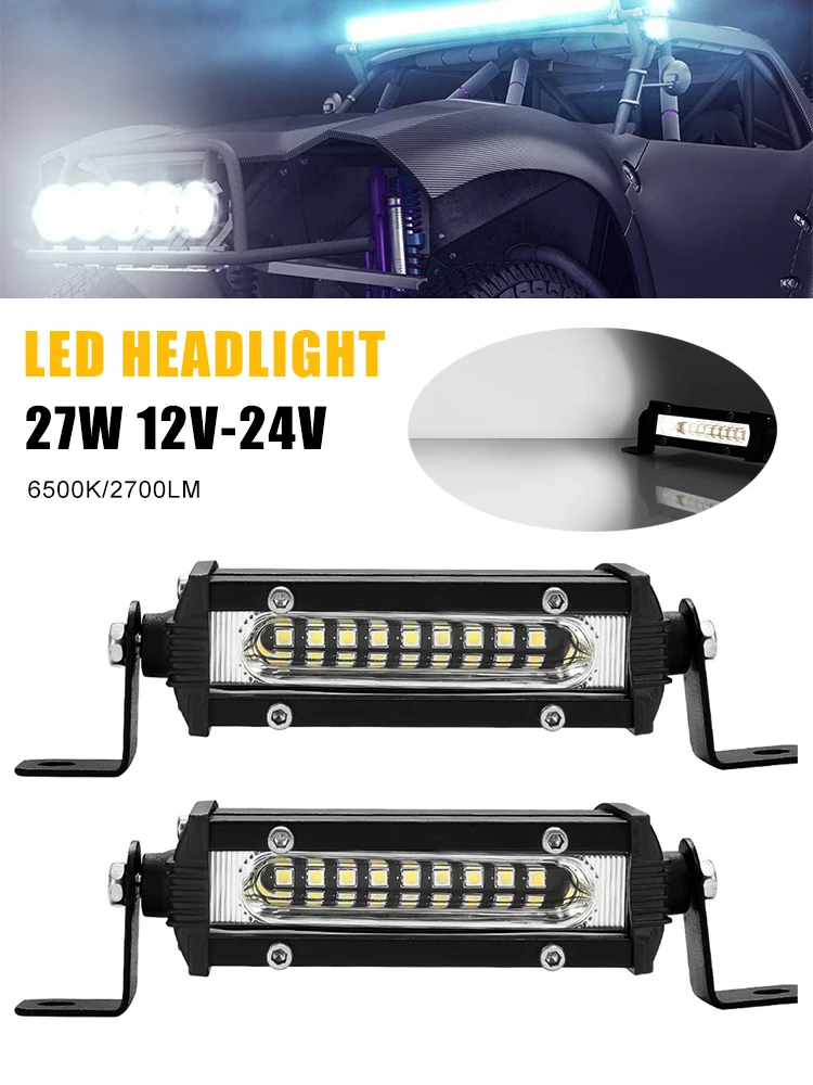 

27W Car Work Light LED Bar 4x4 9LED Spot Flood Light For Offroad SUV ATV Tractor Boat Truck Waterproof Headlight