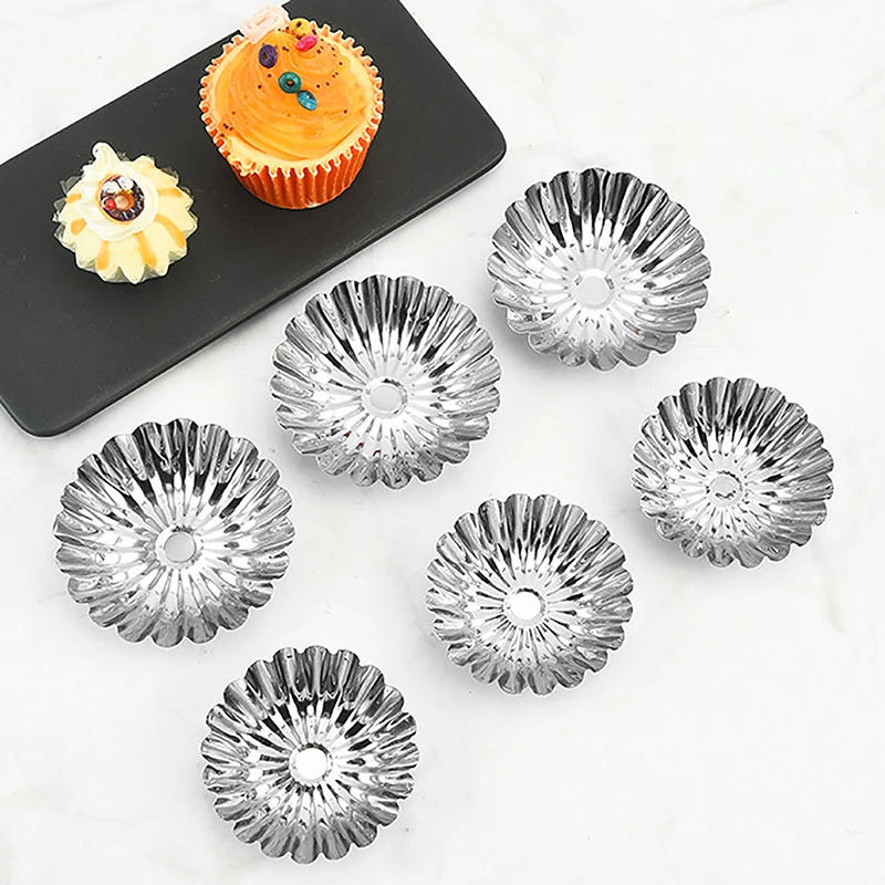 

5Pcs Stainless Steel Tart Molds Cupcake Cookie Pudding Pie Mould DIY Non-stick Baking Tool Muffin Cups Baking Accessories