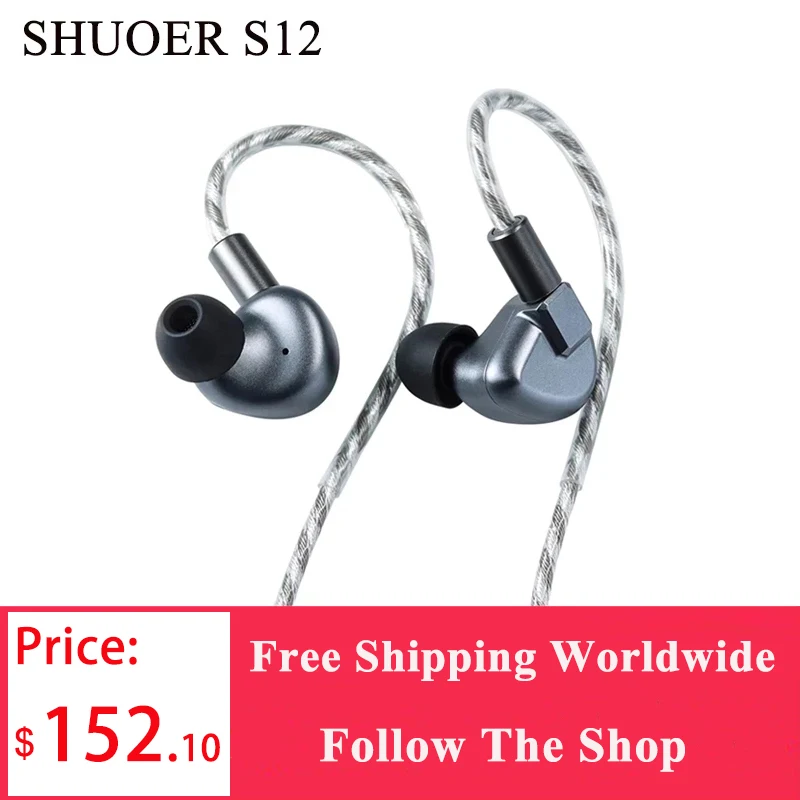 

shuoer S12 |14.8mm Planar Magnetic Driver IEM Hi-Fi Earphones with Silver Plated Monocrystalline Copper Cable 3.5mm Headphones