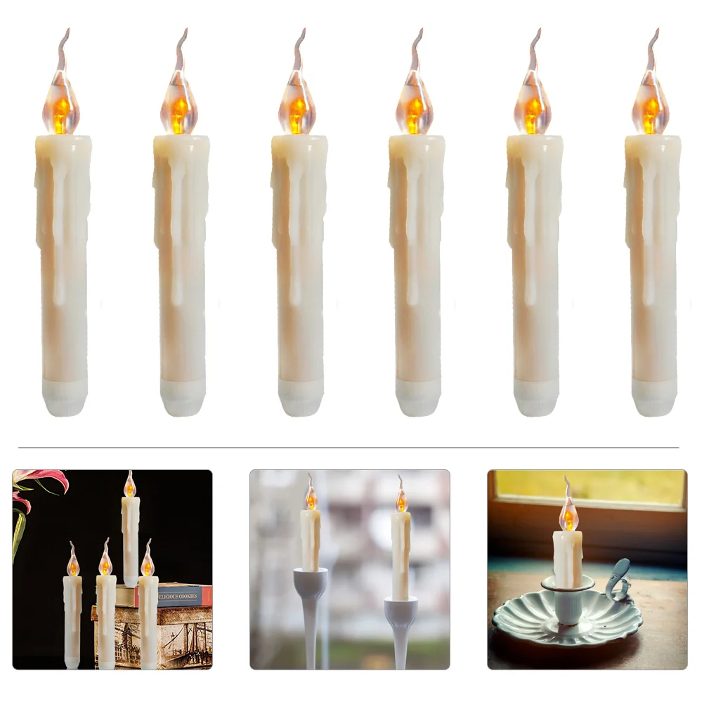 

6Pcs Simple Wedding Candle Lamp Simulated Flame Candle Light Scene Layout Prop