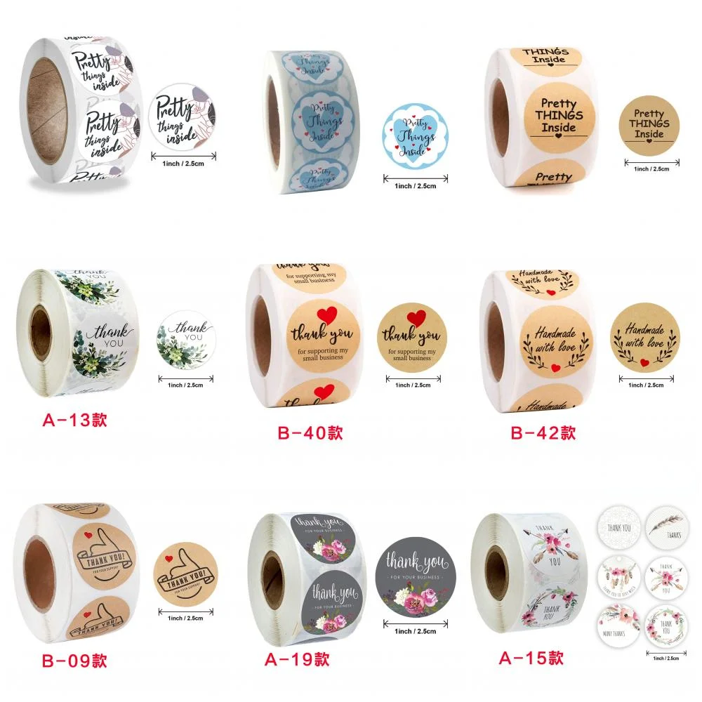 

100/500pcs "Pretty Things Inside" Stickers Round Paper Thank you stickers for Small Business Gift Packaging Seal Label Stickers