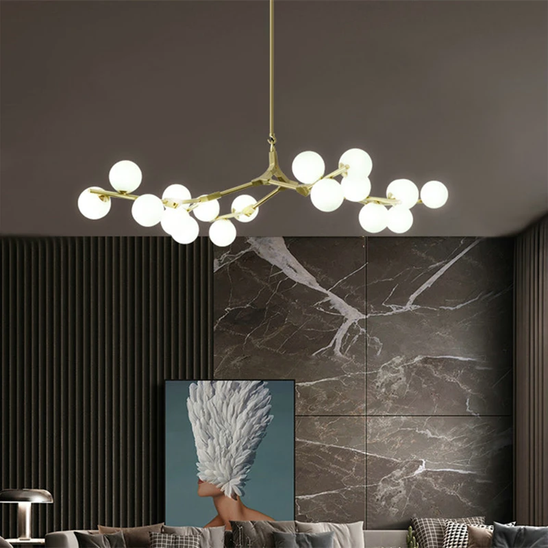 Nordic molecular lamp modern Glass Balls Chandeliers for Living Room Decoration Bedroom Tree Branches Chandelier