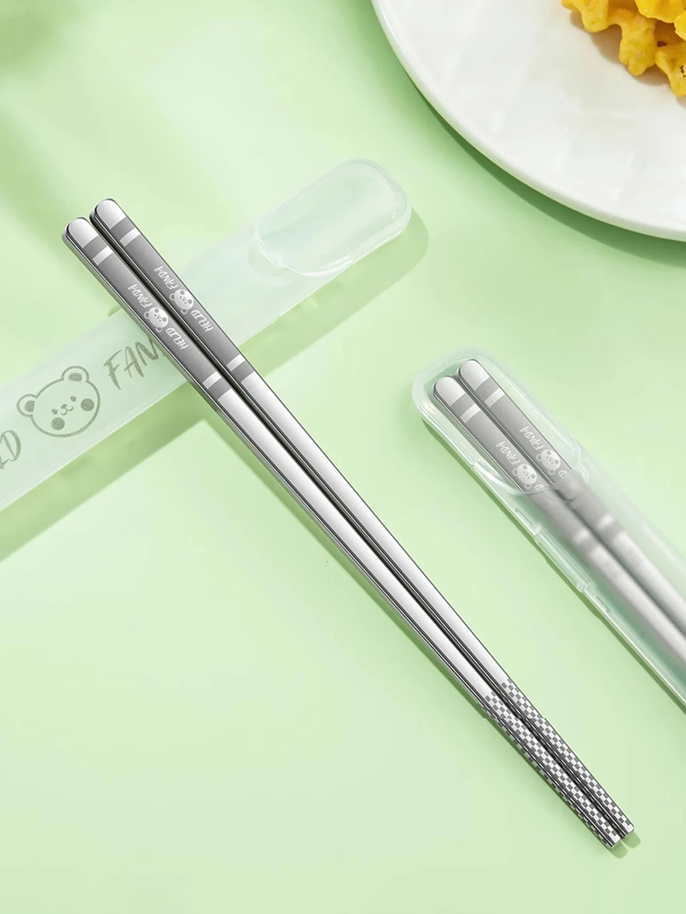 Палочки для еды из нержавеющей стали с коробкой высокотемпературные