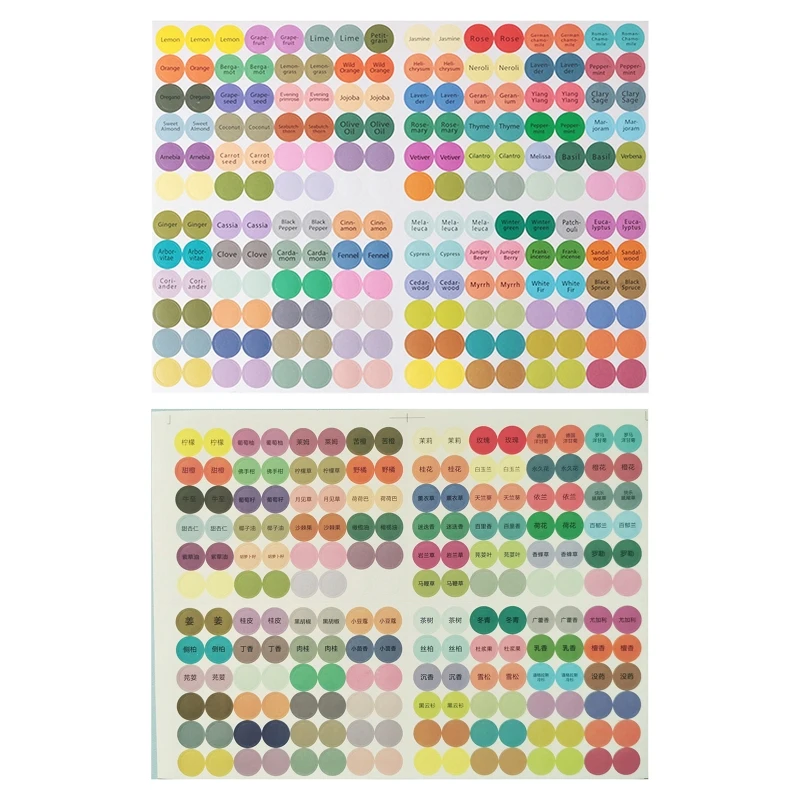 

192pcs/Sheet Practical Colorful Paper Stickers Labels for Glass Essential Oil Bottles Lid Labels Blank Round Circles N0PF