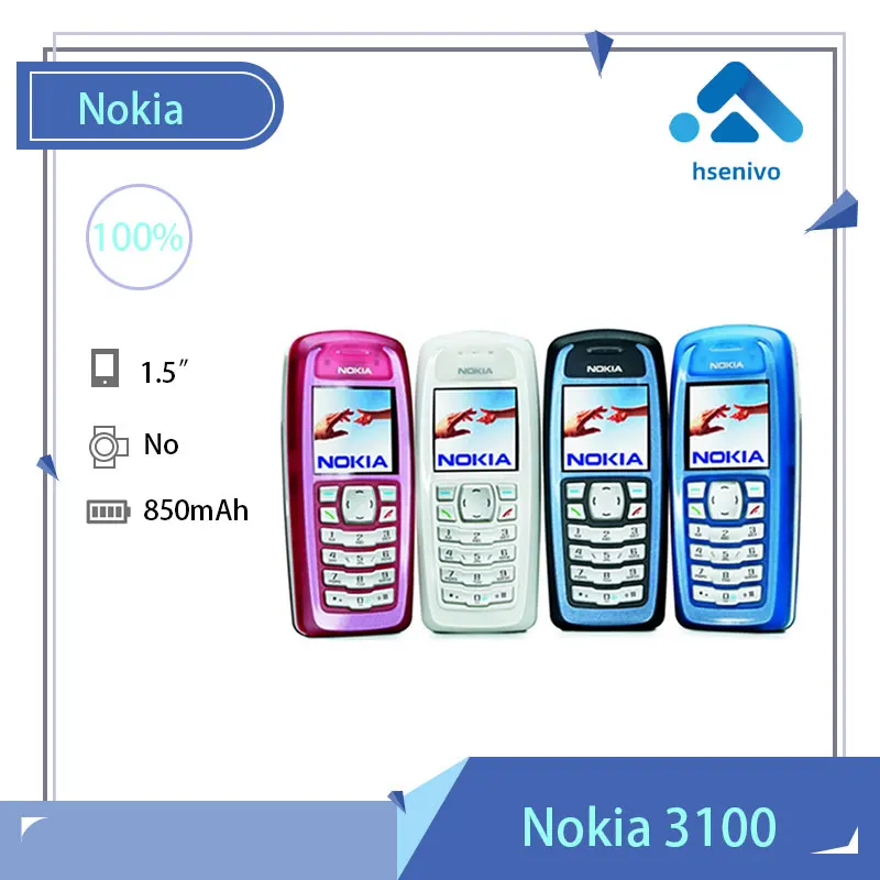 

Nokia 3100 отремонтированы Оригинальный разблокированный 3100 GSM телефон-моноблок с иврит и арабская клавиатура для мобильного телефона (синий Цв...