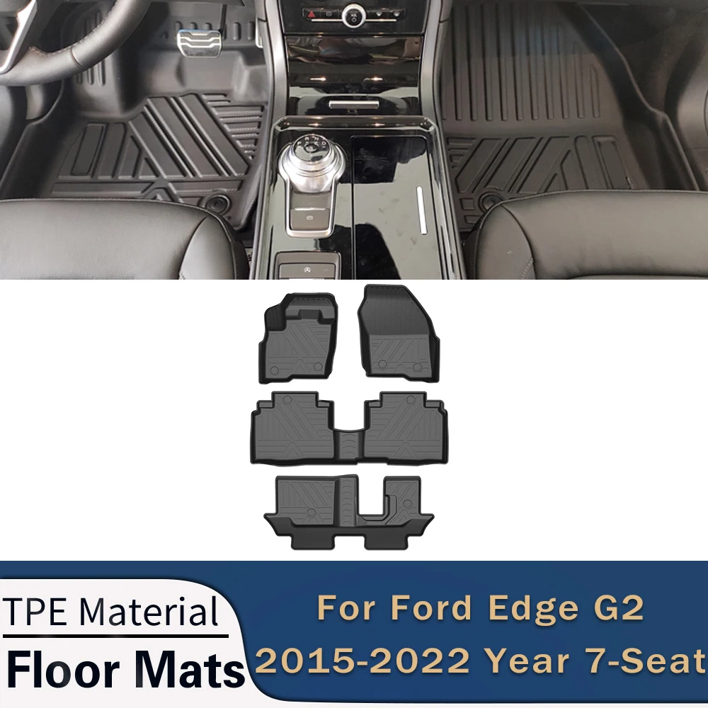 

Автомобильные коврики для Ford Edge Gen2 2015-2022 на 7 сидений, коврики для ног из ТПЭ для любой погоды, коврики без запаха, водонепроницаемые коврики-поддоны, аксессуары
