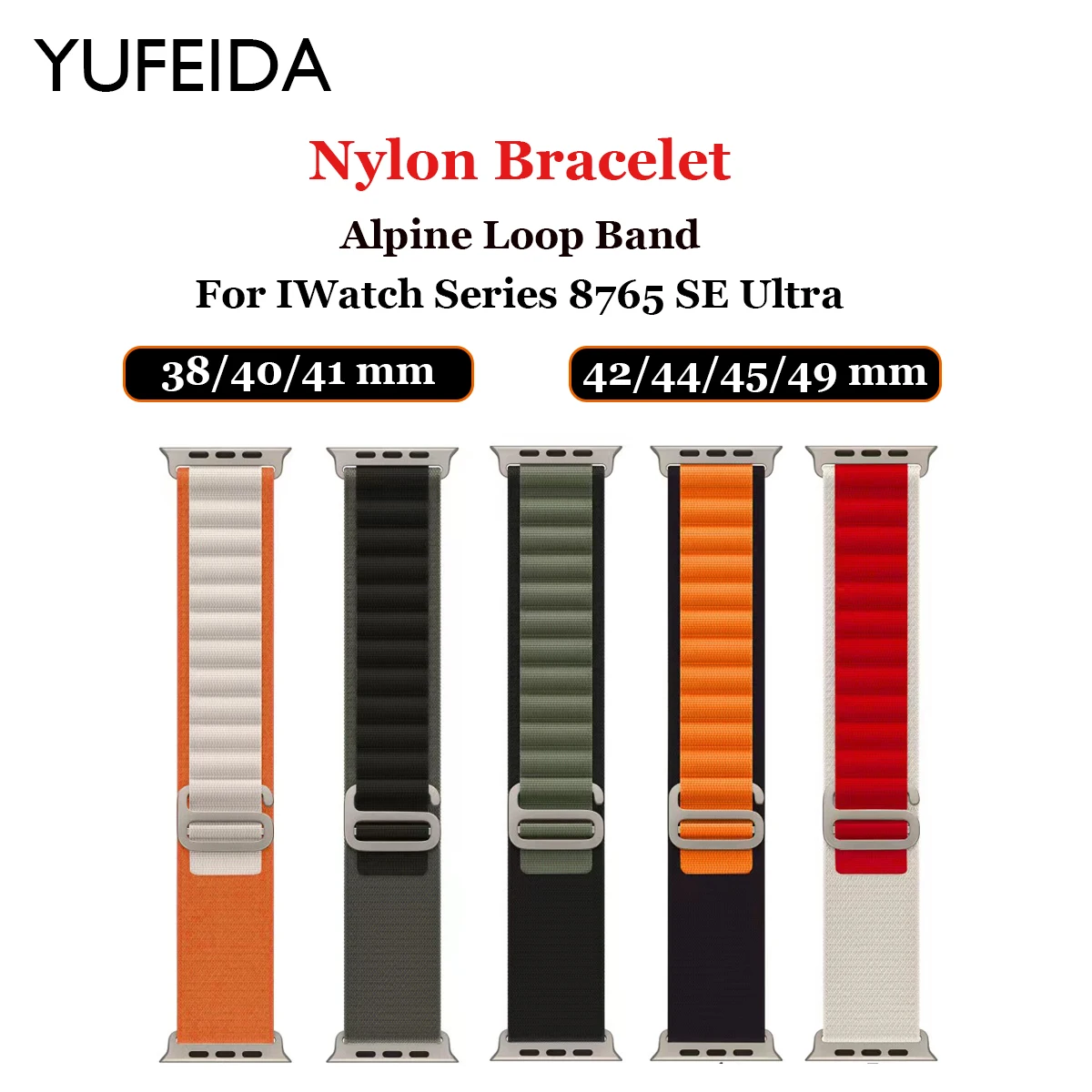 

YUFEIDA Alpine Loop Nylon Sport Strap for Apple Watch Band Ultra 49mm 45mm 41mm 44mm 40mm Bracelet for Iwatch Series 8 7 SE 6 5