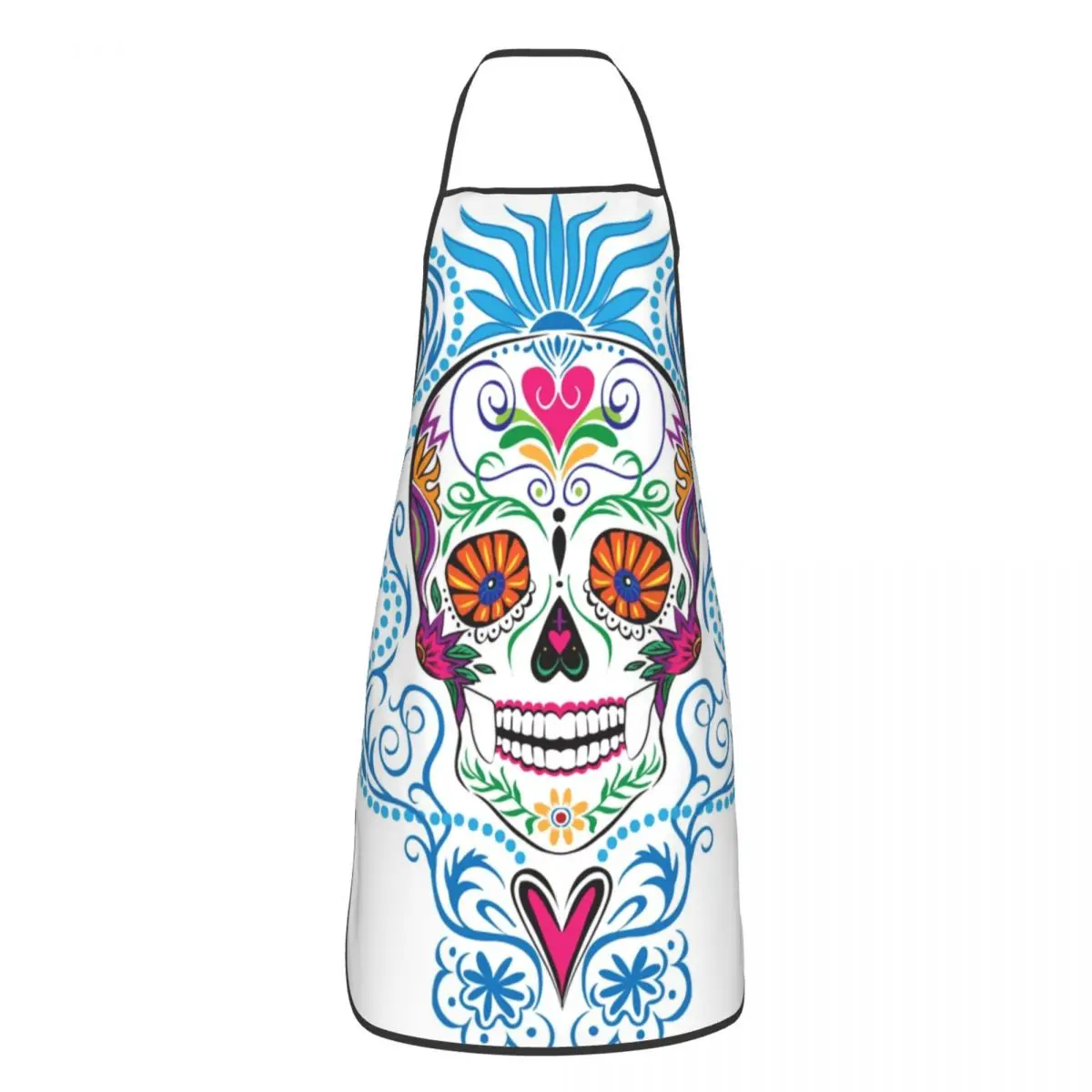 

Unisex Festive Sugar Skull Kitchen Chef Cooking Baking Apron Women Men Mexican Calavera Tablier Cuisine for Gardening