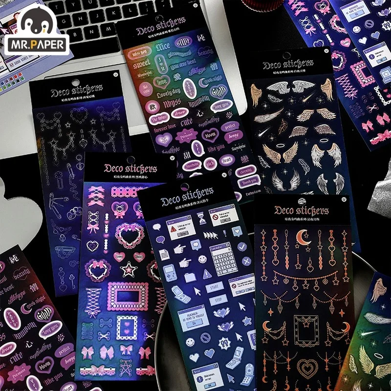 

Mr.paper 6 Styles 1 Pcs/Bag Self Adhesive Colorful Stickers Fashion Creative Brochure Album Materials DIY Art Deco Stickers