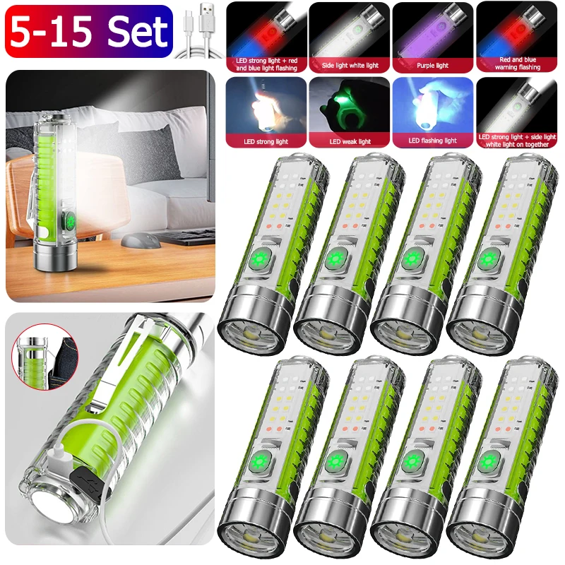 

Portable UV Flashlight Type-C USB Charging for Pet Urine Stains Detector Repair Work Keychain Flashlight 8 Modes IPX6 Waterproof
