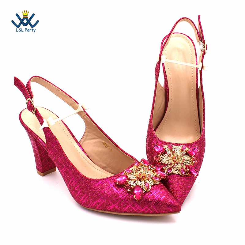 2024 New Arrivals Fuchsia Color Italian Design Shoes Matching Bag Set Mature Style African Ladies Pumps for Dress