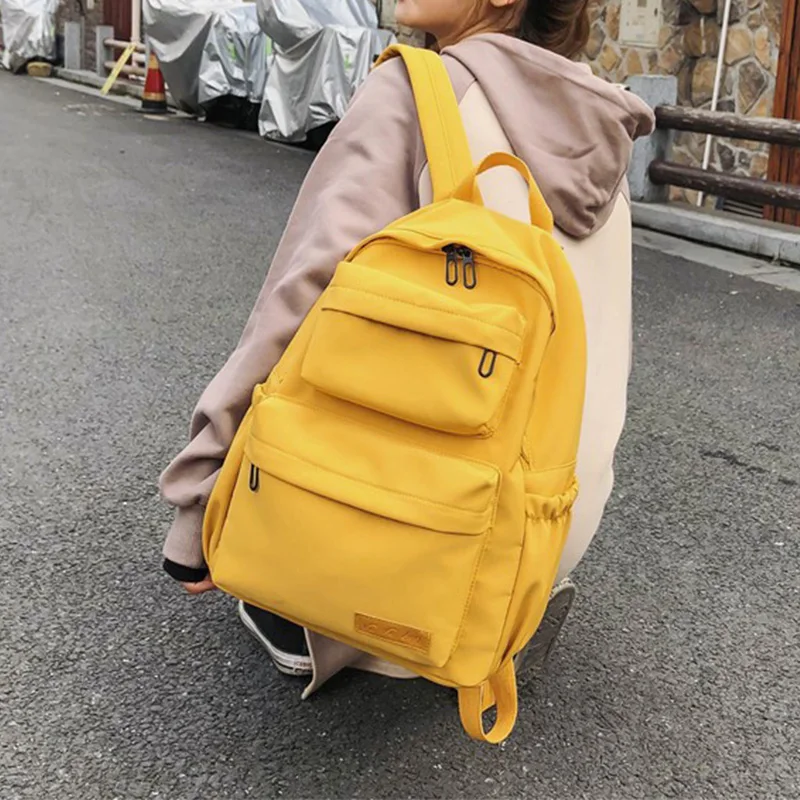 

New Casual Female Solid Color Canvas Schoolbag Young People Large-capacity Travel Bag Schoolbag Young People Outdoor Outing