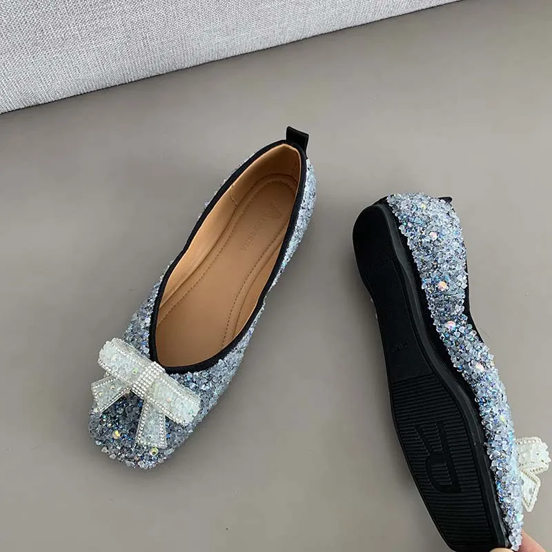 Women's Flats Square Toe Closed Loafers Mules Slip-on Slippers Bow Knot Designer Shoes Square Toe Low Heel Casual Ladies Shoes