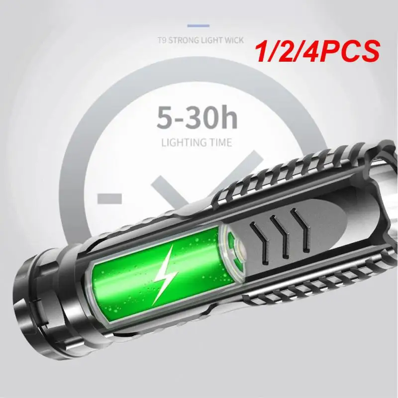 

1/2/4PCS Powerful LED Flashlight USB Rechargeable Strong Light Flash Light Waterproof Zoom Outdoor Fishing Hunting